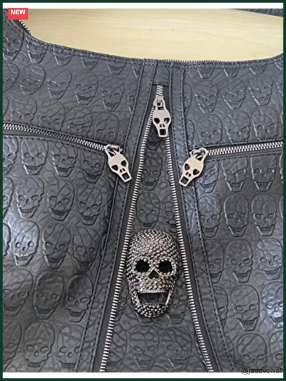 PU Leather Skull Print Tote Satchel Shoulder Crossbody Bag Gothic Backpack